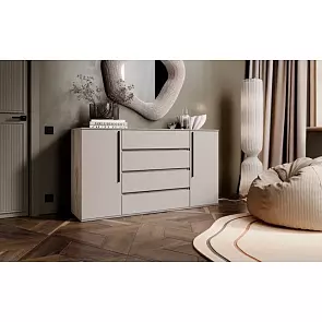 Норд Комод 2 двери 4 ящика (1600) (Кашемир, Дуб Крафт серый)