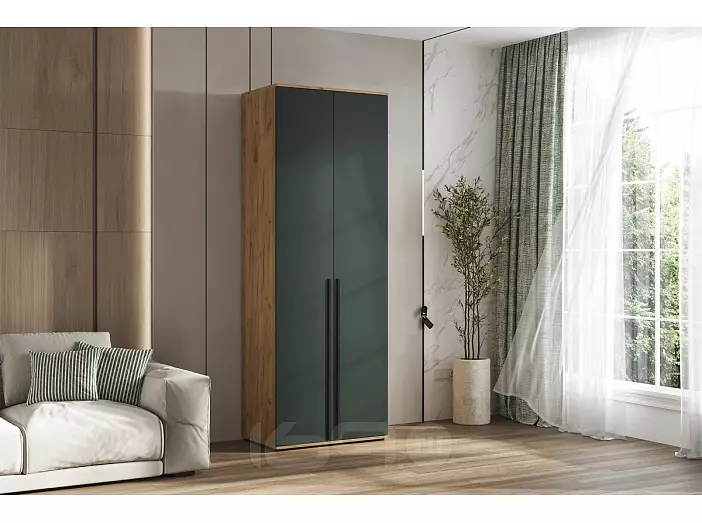 Норд Шкаф 2-х ств.(800) (Изумрудный (КРОМКА ИЗУМРУД), Дуб Крафт (КРОМКА ДУБ КРАФТ))