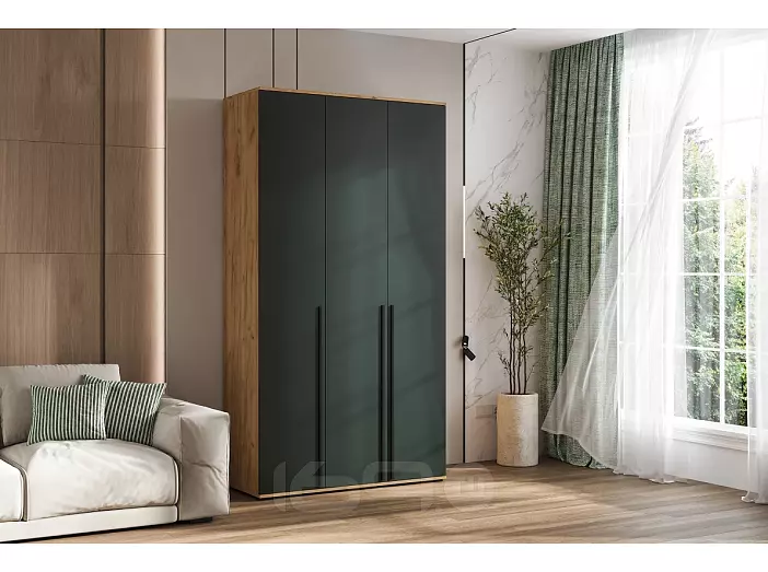 Норд Шкаф 3-х ств.(1200) (Изумрудный (КРОМКА ИЗУМРУД), Дуб Крафт (КРОМКА ДУБ КРАФТ))