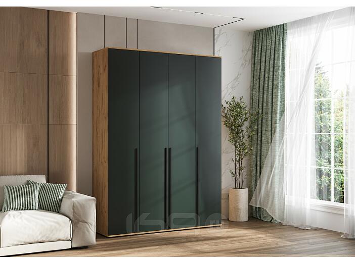 Норд Шкаф 4-х ств.(1600) (Изумрудный (КРОМКА ИЗУМРУД), Дуб Крафт (КРОМКА ДУБ КРАФТ))