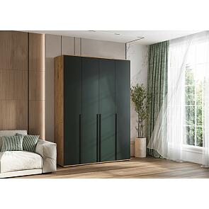 Норд Шкаф 4-х ств.(1600) (Изумрудный (КРОМКА ИЗУМРУД), Дуб Крафт (КРОМКА ДУБ КРАФТ))