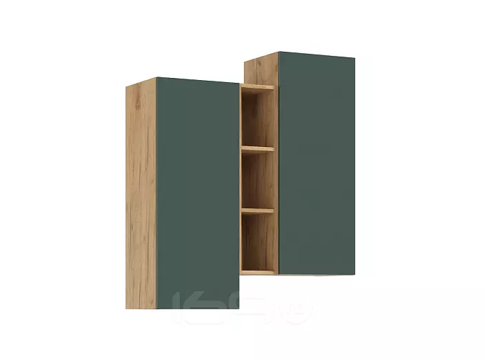 Норд Шкаф подвесной комбинированный (Изумрудный (КРОМКА ИЗУМРУД), Дуб Крафт (КРОМКА ДУБ КРАФТ))