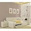 Кровать Afelia с матрасом велюр бежевый без П/М 900x2000, изголовье мягкое
