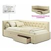 Кровать Afelia с матрасом велюр бежевый без П/М 900x2000, изголовье мягкое