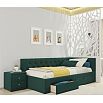 Кровать Afelia с матрасом велюр изумруд без П/М 900x2000, изголовье мягкое
