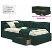 Кровать Afelia с матрасом велюр изумруд без П/М 900x2000, изголовье мягкое