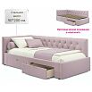 Кровать Afelia с матрасом велюр лиловый без П/М 900x2000, изголовье мягкое