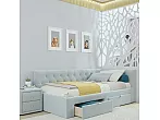 Кровать Afelia велюр мята пастель без П/М 900x2000, изголовье мягкое