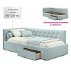 Кровать Afelia с матрасом велюр мята пастель без П/М 900x2000, изголовье мягкое