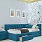 Кровать Afelia велюр синий без подъёмного механизма 900x2000, изголовье мягкое