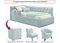 Кровать Afelia велюр мята пастель без П/М 900x2000, ортопедическое основание, изголовье мягкое
