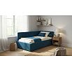 Кровать Bonna с матрасом велюр синий без П/М 900x2000, ортопедическое основание, изголовье мягкое
