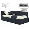 Кровать Bonna с матрасом велюр черный без П/М 900x2000, ортопедическое основание, изголовье мягкое