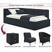 Кровать Bonna с матрасом велюр черный без П/М 900x2000, ортопедическое основание, изголовье мягкое