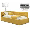 Кровать Bonna с матрасом велюр жёлтый без П/М 900x2000, ортопедическое основание, изголовье мягкое