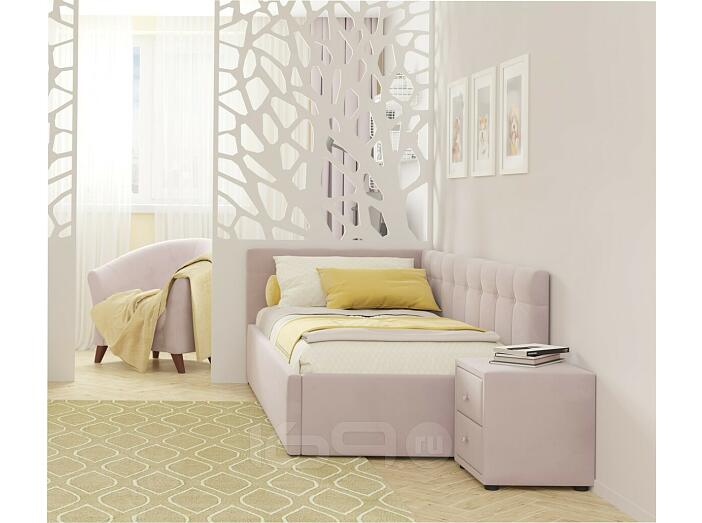 Кровать Bonna с матрасом велюр лиловый С П/М 900x2000, ортопедическое основание, изголовье мягкое