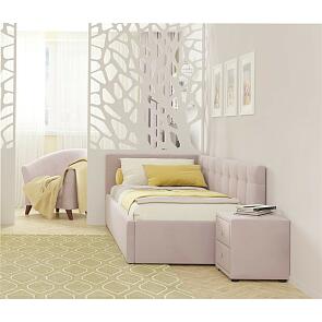 Кровать Bonna с матрасом велюр лиловый С П/М 900x2000, ортопедическое основание, изголовье мягкое