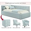 Кровать Bonna с матрасом велюр мята пастель С П/М 900x2000, ортопедическое основание, изголовье мягкое