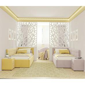 Кровать Bonna с матрасом велюр жёлтый С П/М 900x2000, ортопедическое основание, изголовье мягкое