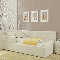 Кровать Bonna велюр бежевый с подъемным механизмом 900x2000, ортопедическое основание, изголовье мягкое