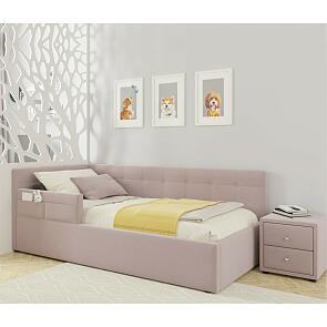 Кровать Bonna с матрасом велюр лиловый С П/М 900x2000, ортопедическое основание, изголовье мягкое