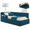 Кровать Bonna с матрасом велюр синий С П/М 900x2000, ортопедическое основание, изголовье мягкое