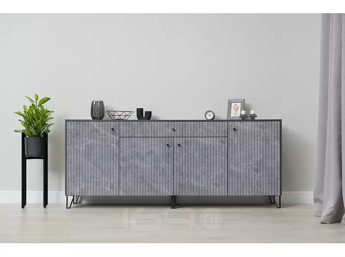 Оливия Комод (Мрамор Глянец, Графит)