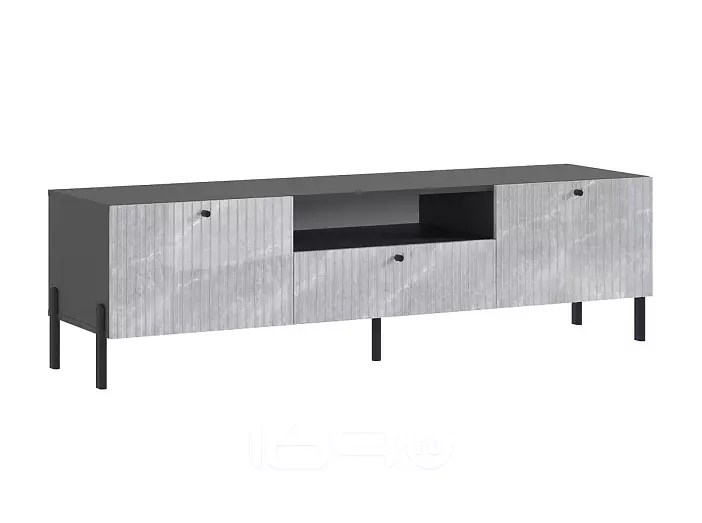 Оливия Тумба ТВ (малая) (Мрамор Глянец, Графит)