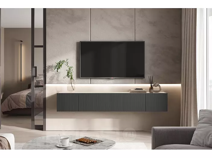 Оскар Тумба ТВ (Графит Софт NEW, Дуб Крафт Белый)