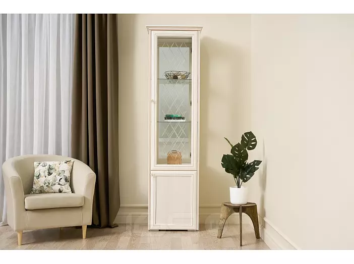 Парма (гостиная) Пенал стекло (Сандал светлый)