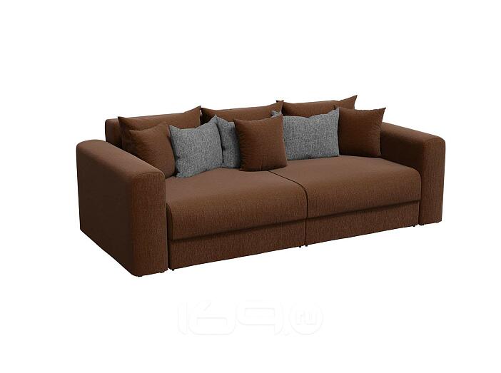 Диван прямой Мэдисон Рогожка Коричневый с серыми подушками