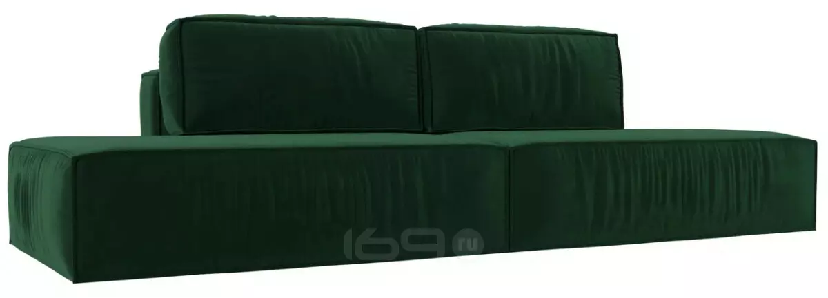 Прямой диван Прага лофт, велюр, зеленый