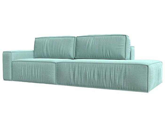 Прямой диван Прага модерн подлокотник слева, рогожка, berat  ментоловый