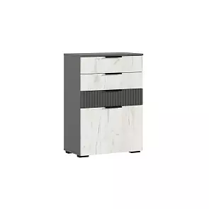 Роджина Комод (600) (Дуб крафт Белый/Графит Софт NEW, Графит)