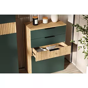 Роджина Комод (600) (Изумрудный/Дуб Крафт, Дуб Крафт (КРОМКА ДУБ КРАФТ))