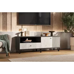 Роджина Тумба ТВ (1500) (Дуб Крафт Белый, Графит)