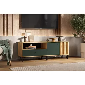 Роджина Тумба ТВ (1500) (Изумрудный, Дуб Крафт)