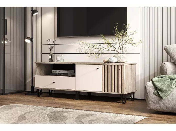 Роджина Тумба ТВ (1500) (Кашемир, Дуб Крафт серый)