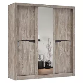 Шкаф-купе 2000x616x2200 Ривьера Бетон темный, Дуб Юкон зеркало, ЛДСП