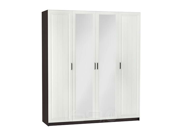 Шкаф 4-х створчатый Прага ШК-904 с зеркалами МДФ Белое дерево/Венге Премиум