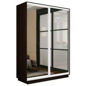 Шкаф Экспресс 2 2-х дверный Дуо Зеркало (Белый профиль) Венге 1200x2200x600