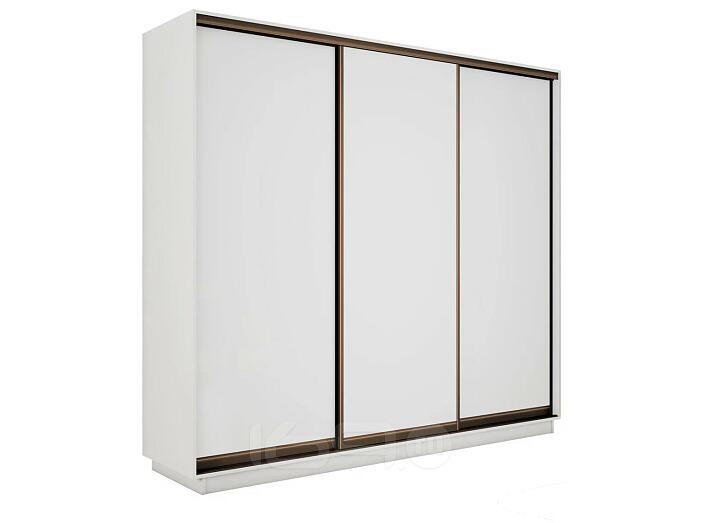 Шкаф Экспресс 2 3-х дверный Трио ЛДСП (Бронзовый профиль) Белый снег 2400x2200x600