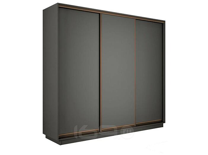 Шкаф Экспресс 2 3-х дверный Трио ЛДСП (Бронзовый профиль) Серый Диамант 2400x2400x450