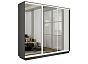 Шкаф Экспресс 2 3-х дверный Трио Зеркало (Белый профиль) Серый Диамант 1800x2400x600