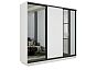 Шкаф Экспресс 2 3-х дверный Трио Зеркало ЛДСП Зеркало (Чёрный профиль) Белый снег 2400x2400x600