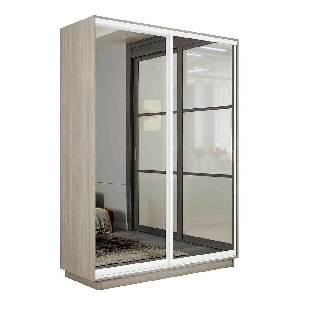 Шкаф Экспресс 2 Широкий 2-х дверный Дуо Зеркало Белый профиль Ясень Шимо Светлый 18002400600 45645₽