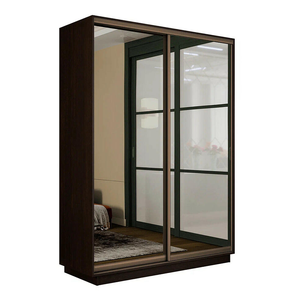 Шкаф Экспресс 2 Широкий 2-х дверный Дуо Зеркало Бронзовый профиль Венге 18002400600 45645₽