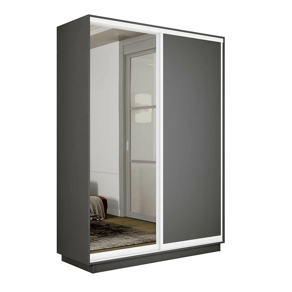 

Шкаф Экспресс 2 Широкий 2-х дверный Дуо Зеркало ЛДСП (Белый профиль) Серый Диамант 1800*2200*450