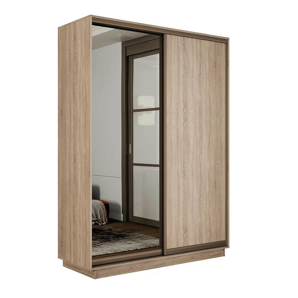 

Шкаф Экспресс 2 Широкий 2-х дверный Дуо Зеркало ЛДСП (Бронзовый профиль) Дуб сонома 1800*2200*450