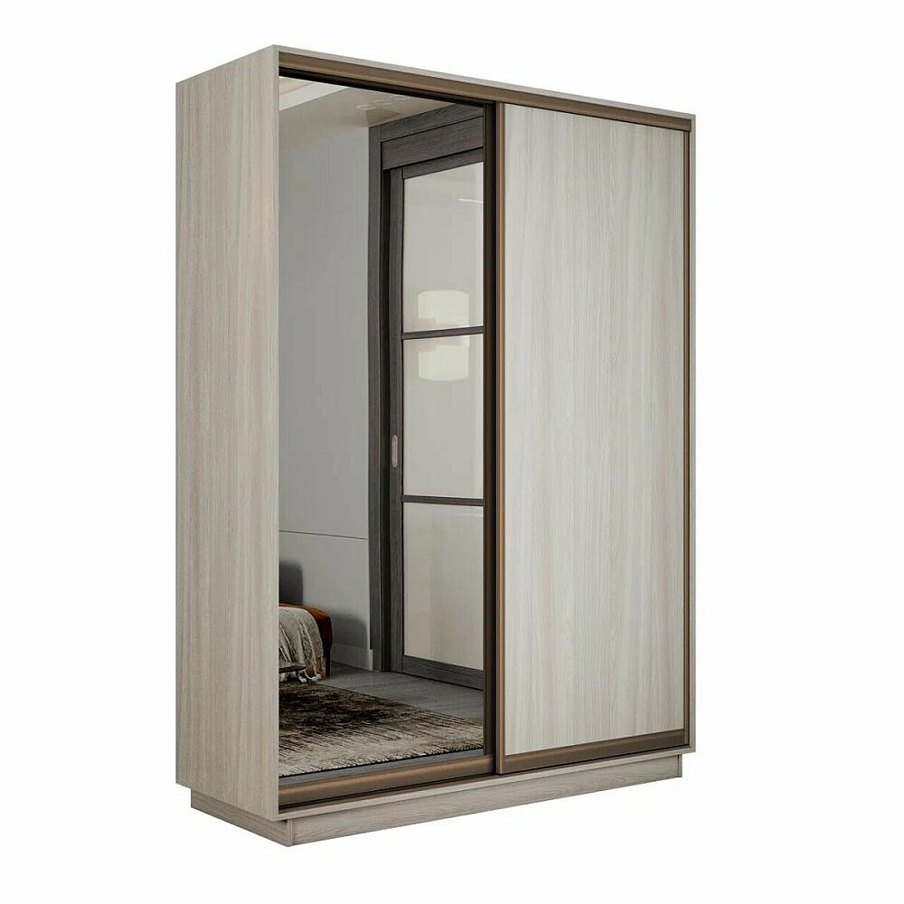 Шкаф Экспресс 2 Широкий 2-х дверный Дуо Зеркало ЛДСП Бронзовый профиль Ясень Шимо Светлый 18002400600 44085₽